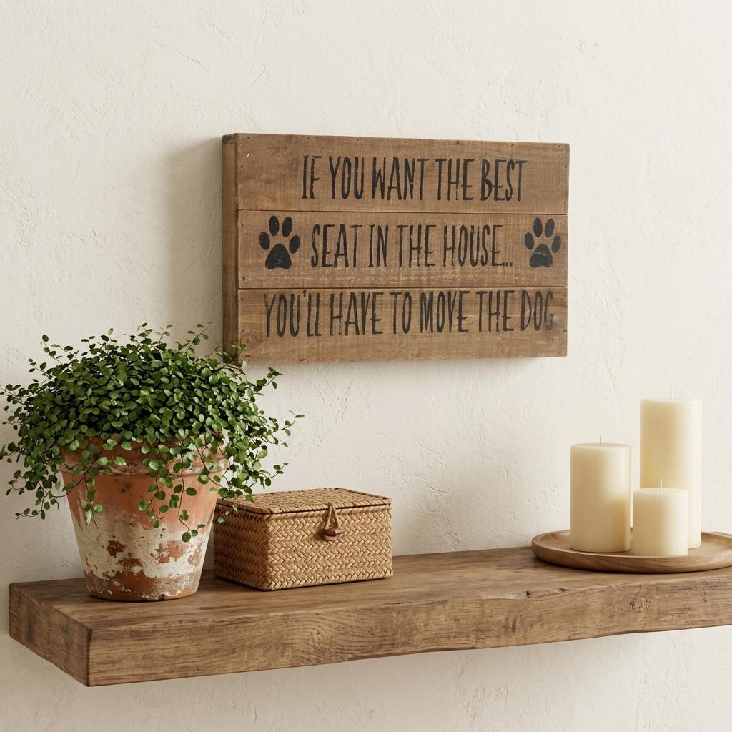 8" X 13" Brown Move The Dog Wood Wall Decor - Home & Garden