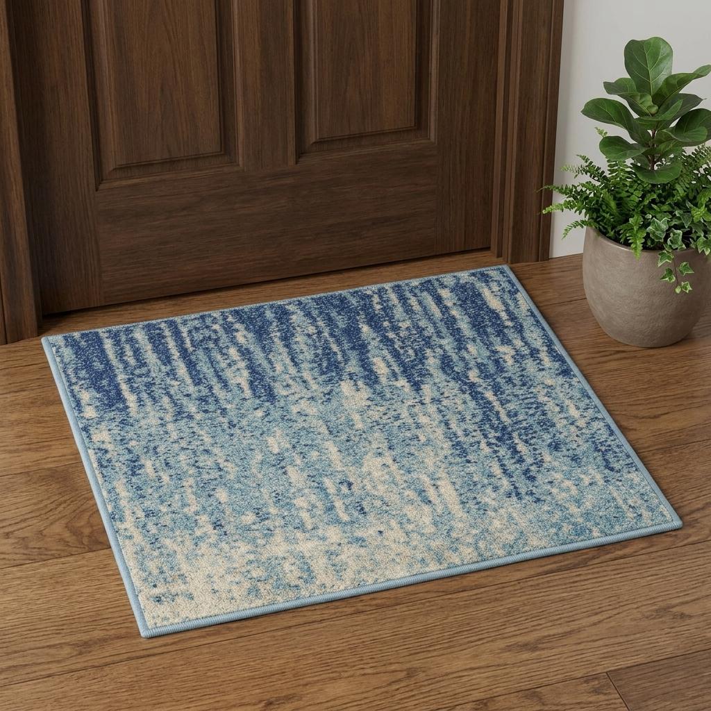 2' X 3' Blue And Ivory Abstract Area Rug - Home Decor