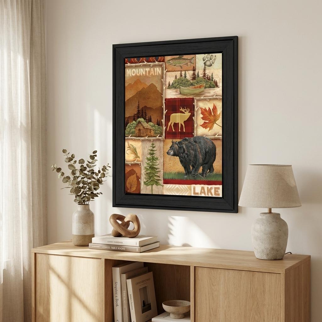 Lodge Collage I Black Framed Print Wall Art - Home Decor