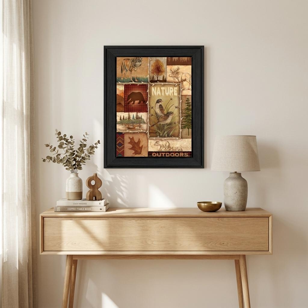 Lodge Collage II Black Framed Print Wall Art - Home Decor