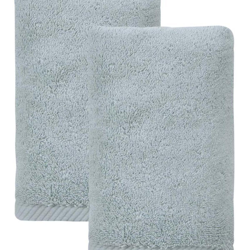 Turkish cotton hand towel set, light aqua blue; close-up of terry towel texture