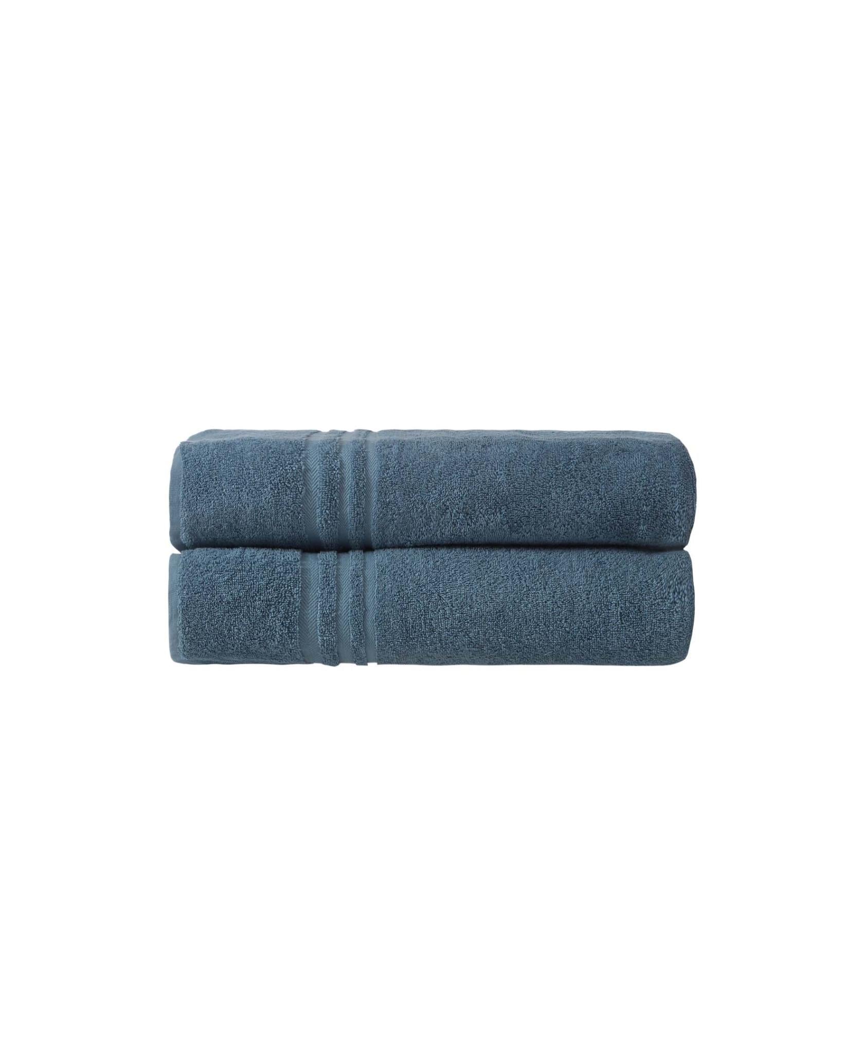 Set of two aqua Turkish cotton bath sheets, folded blue towels