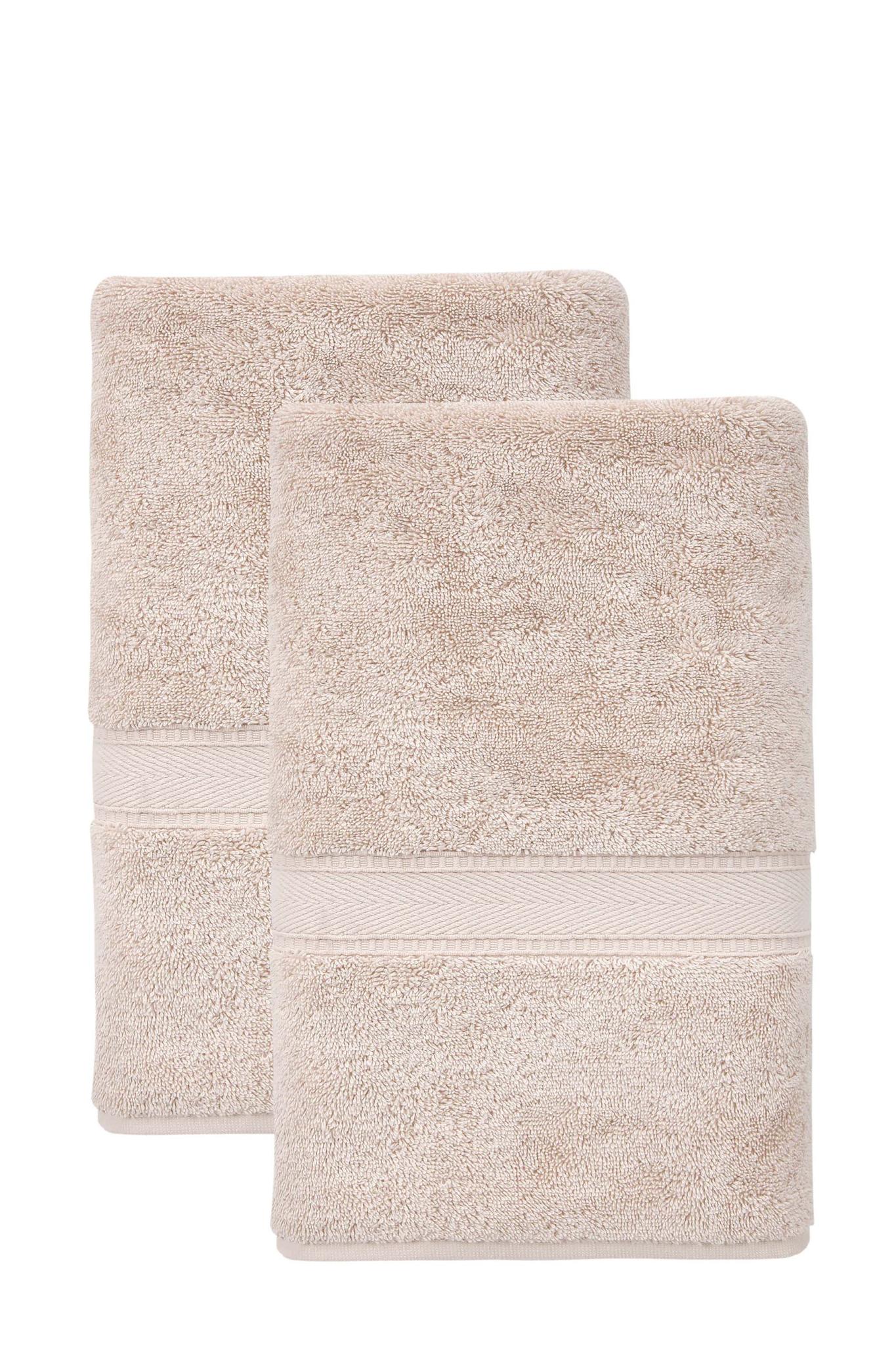 Set of two Turkish cotton bath sheets, beige, 40 x 60 in, folded