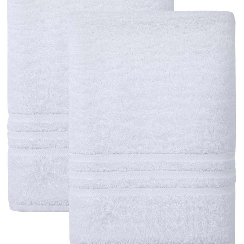 White Turkish cotton bath towels, close-up of textured terry and hem stitching