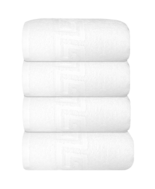 Set of four white Turkish cotton hand towels, folded