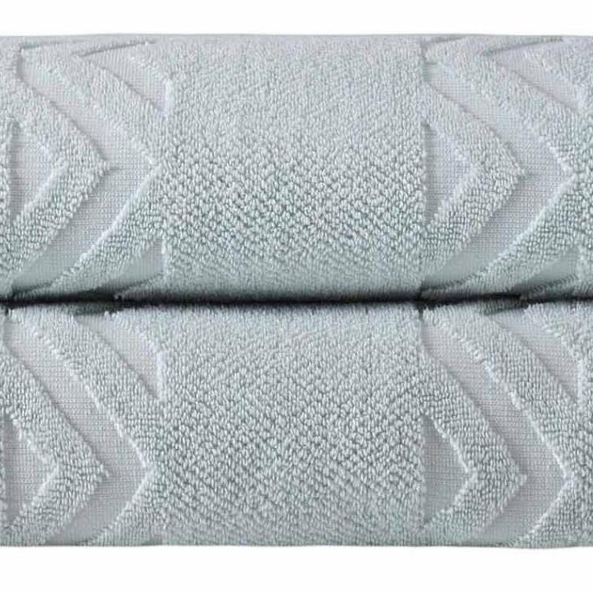 Light aqua Turkish cotton bath sheet with embossed chevron geometric pattern