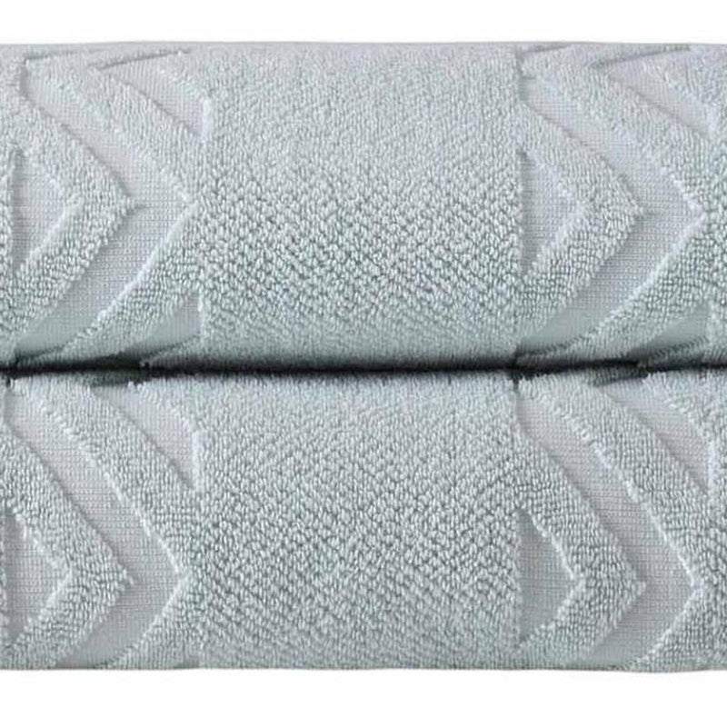 Light aqua Turkish cotton bath sheet with embossed chevron geometric pattern