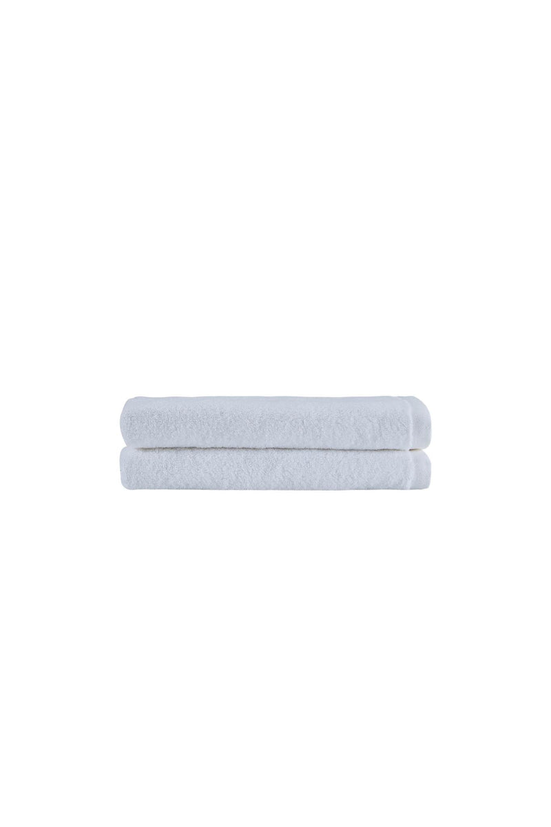 Set of two light bath towels, neatly folded roll design