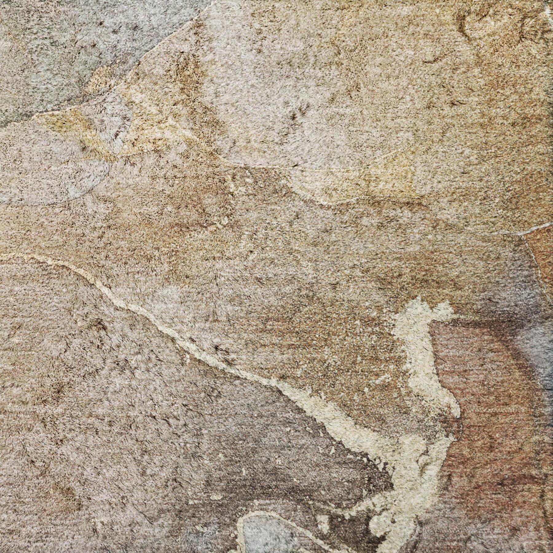 10' X 14' Beige And Taupe Abstract Shag Washable Area Rug With UV Protection - Home & Garden