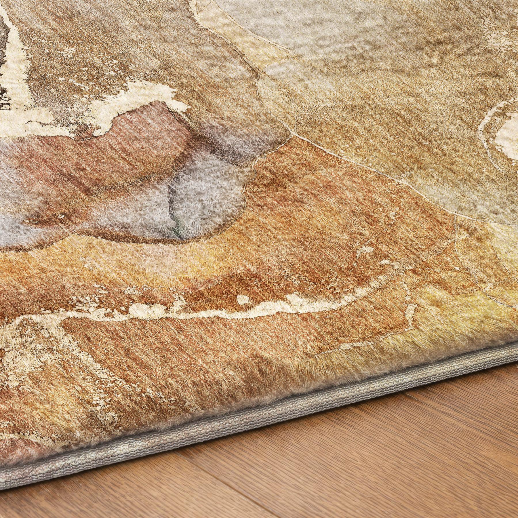 10' X 14' Beige And Taupe Abstract Shag Washable Area Rug With UV Protection - Home & Garden