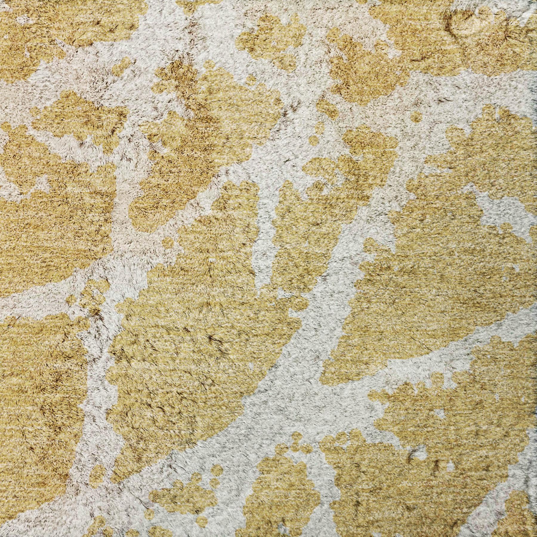 5' X 8' Gold And Ivory Geometric Shag Washable Area Rug With UV Protection - Home & Garden