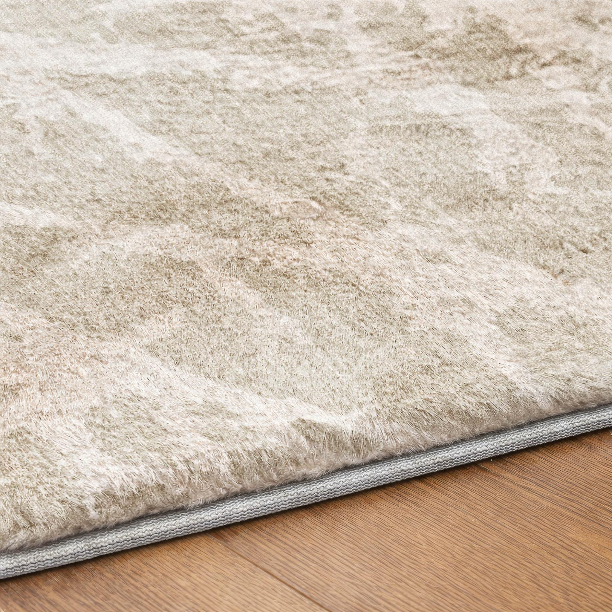 10' X 14' Beige And Ivory Geometric Shag Washable Area Rug With UV Protection - Home & Garden