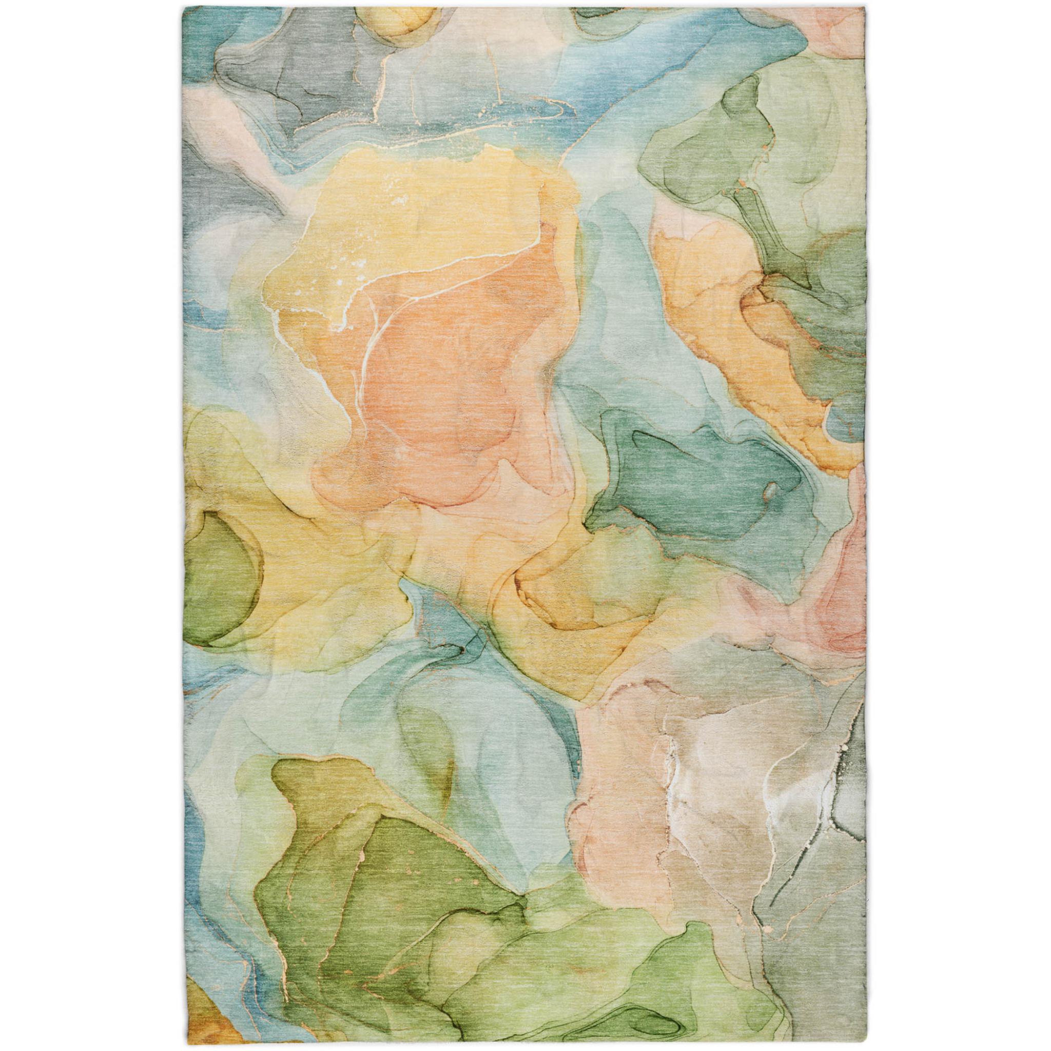 10' X 14' Blue And Teal Abstract Shag Washable Area Rug With UV Protection - Home & Garden