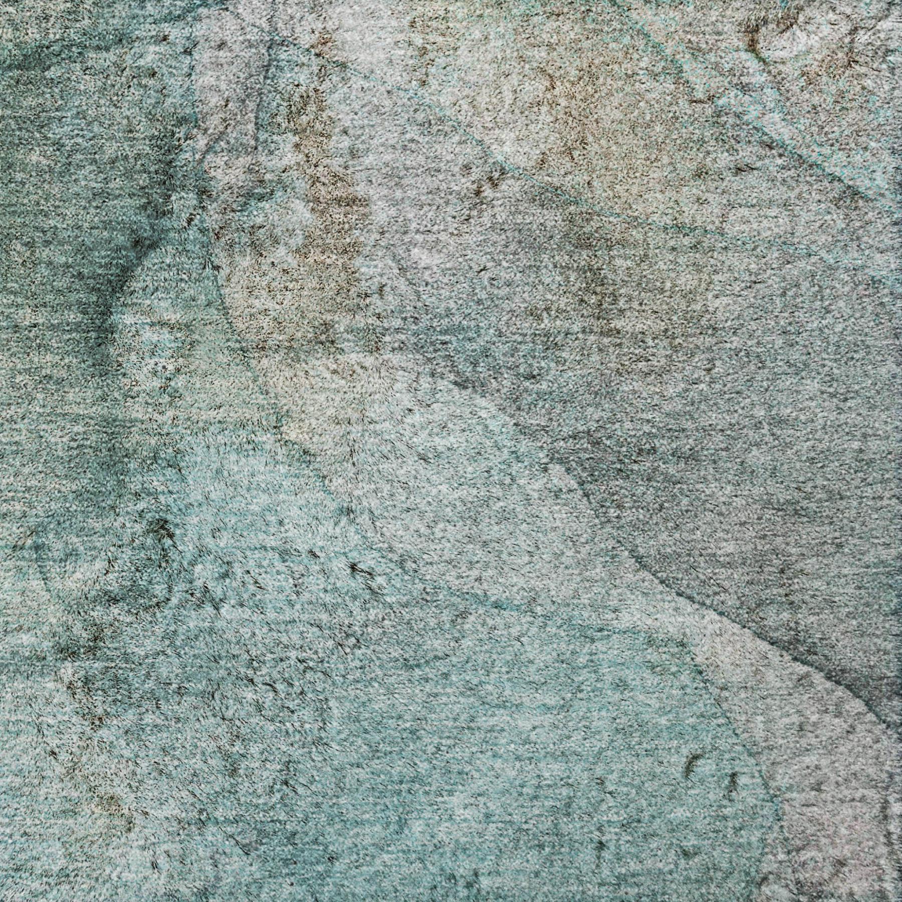 10' X 14' Teal And Gray Abstract Shag Washable Area Rug With UV Protection - Home & Garden