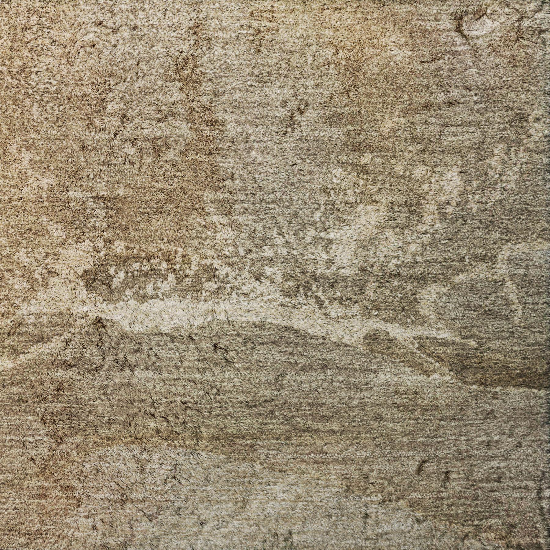 10' X 14' Brown And Taupe Abstract Shag Washable Area Rug With UV Protection - Home & Garden