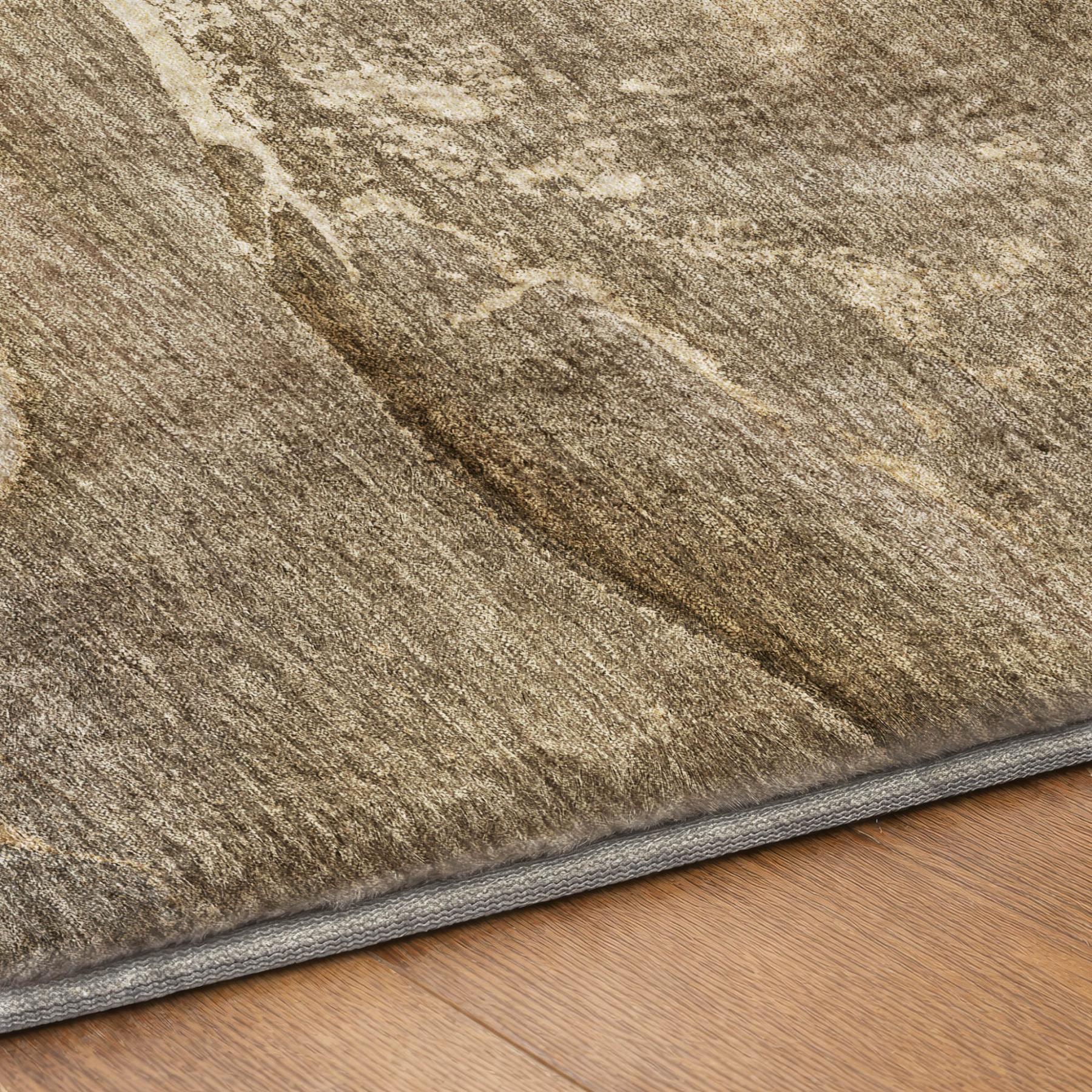 10' X 14' Brown And Taupe Abstract Shag Washable Area Rug With UV Protection - Home & Garden