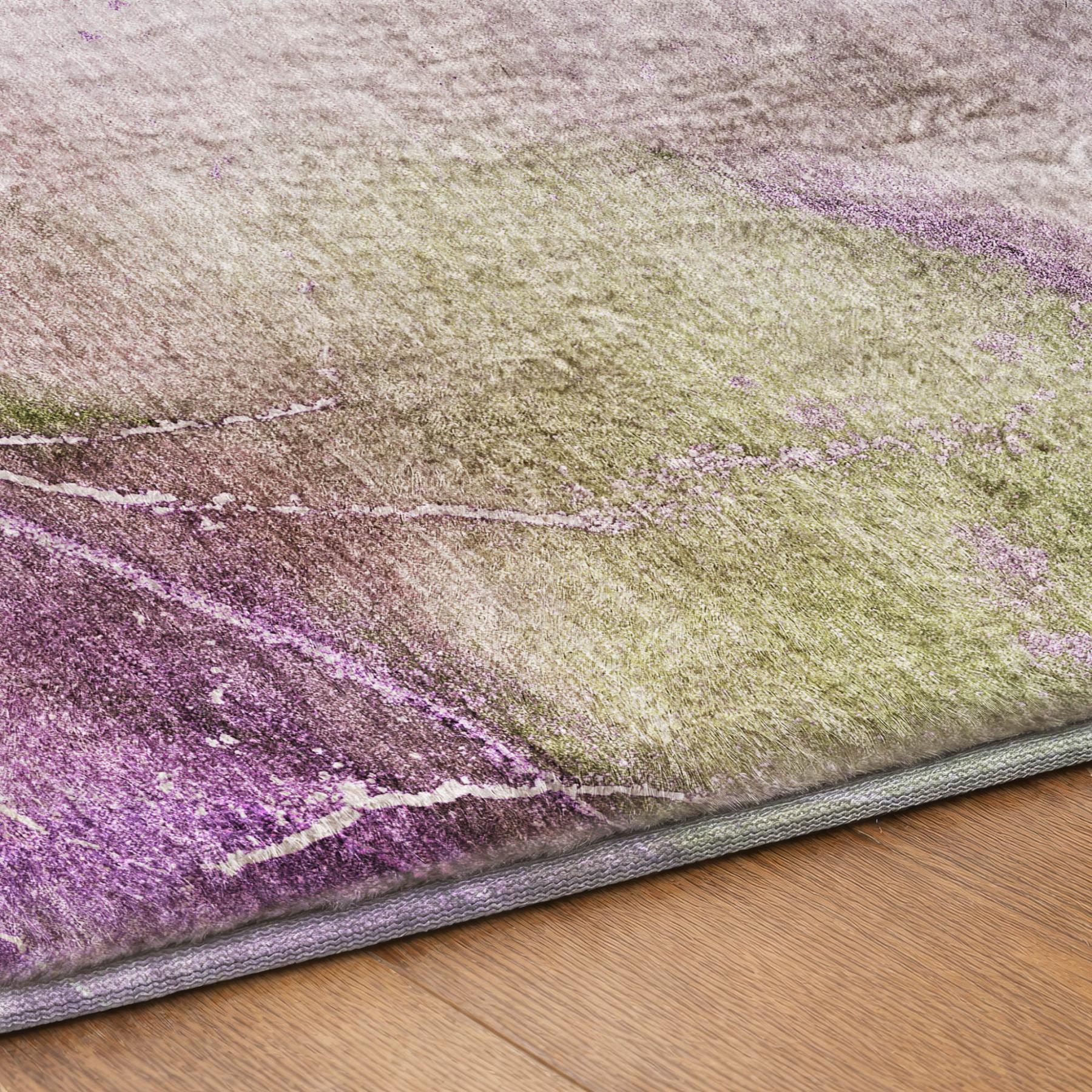 3' X 5' Purple And Lavender Abstract Shag Washable Area Rug With UV Protection - Home & Garden