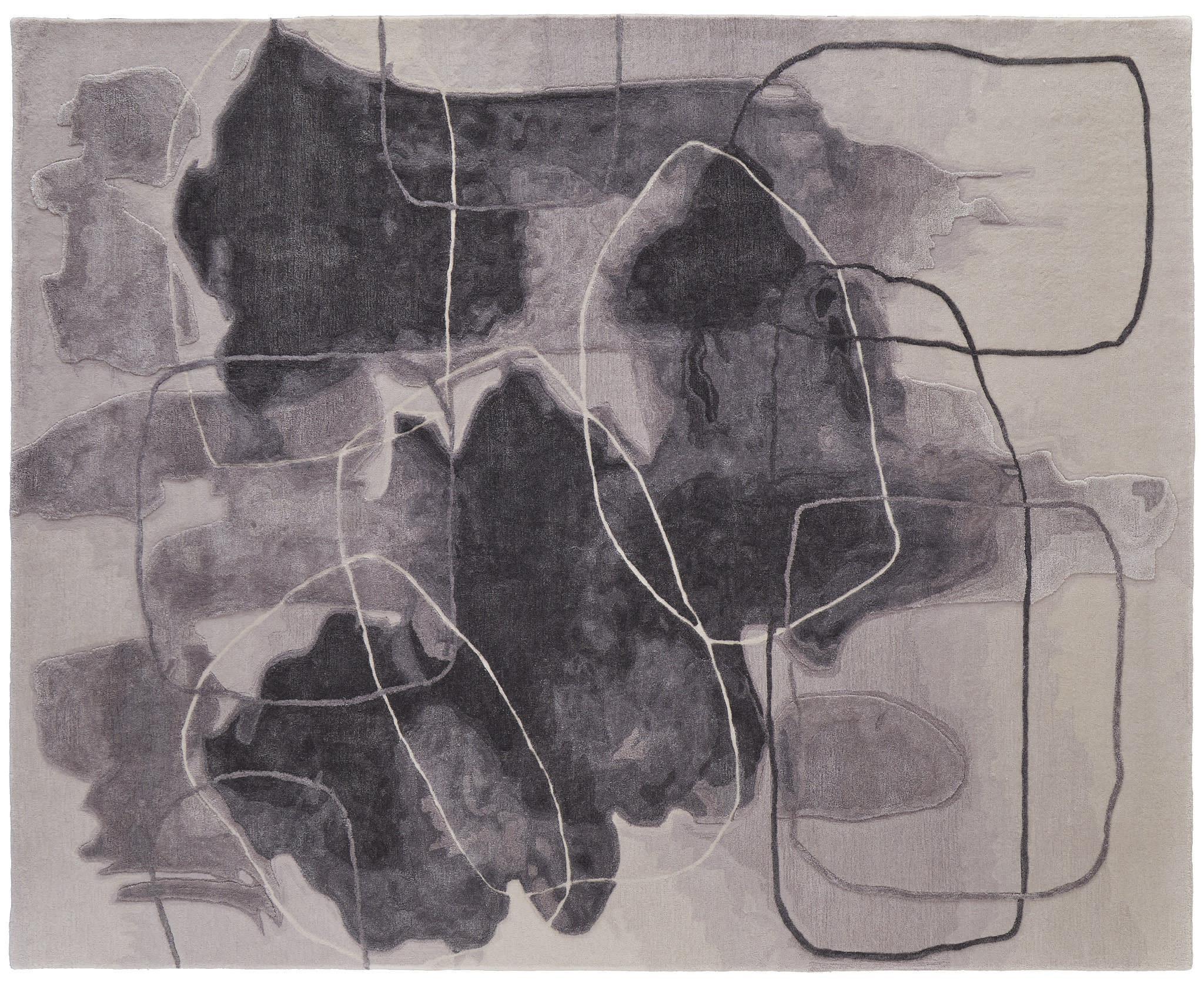 2' X 3' Gray and Ivory Abstract Hand Tufted Area Rug - Home & Garden