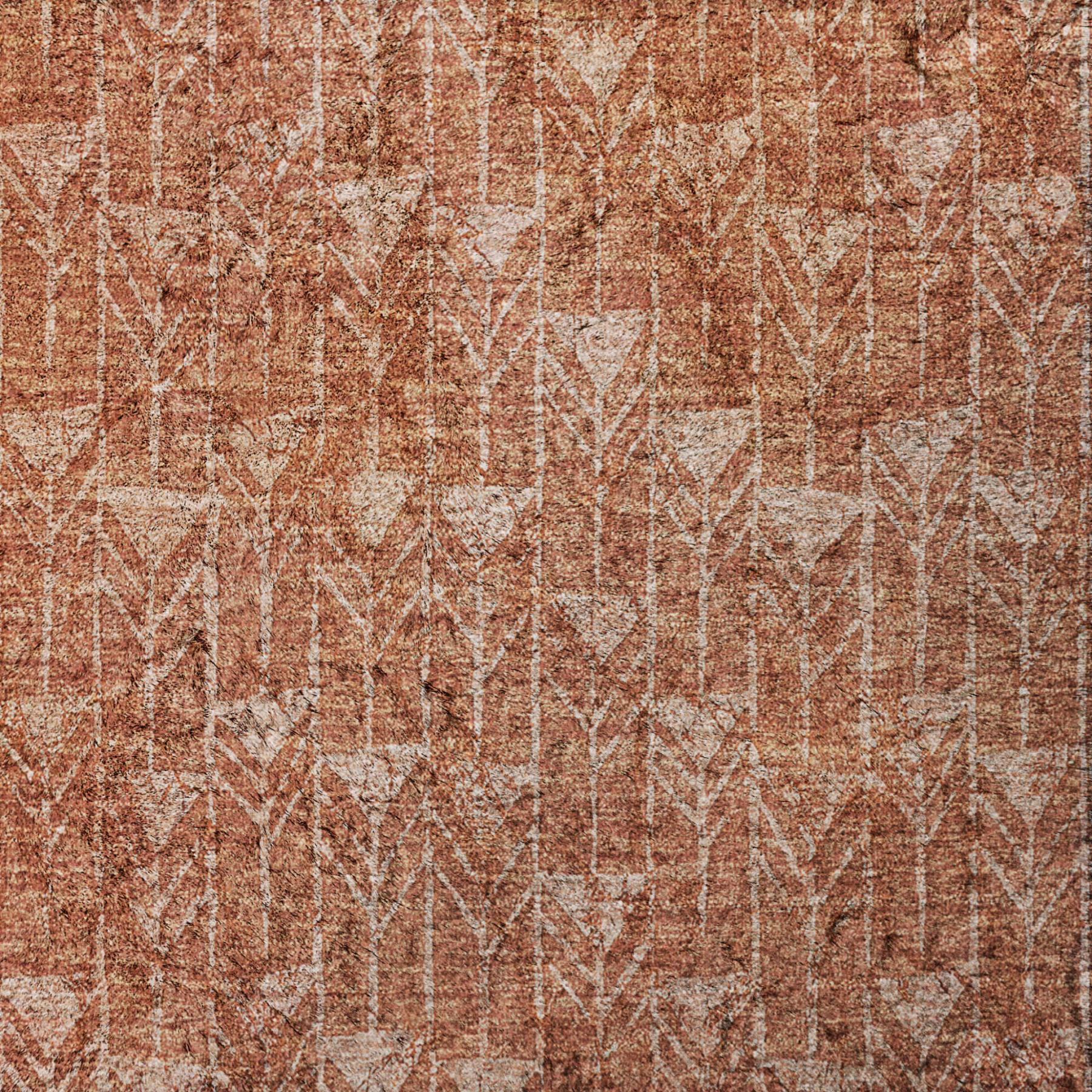 10' X 14' Terra Cotta And Beige Geometric Shag Washable Area Rug With UV Protection - Home & Garden