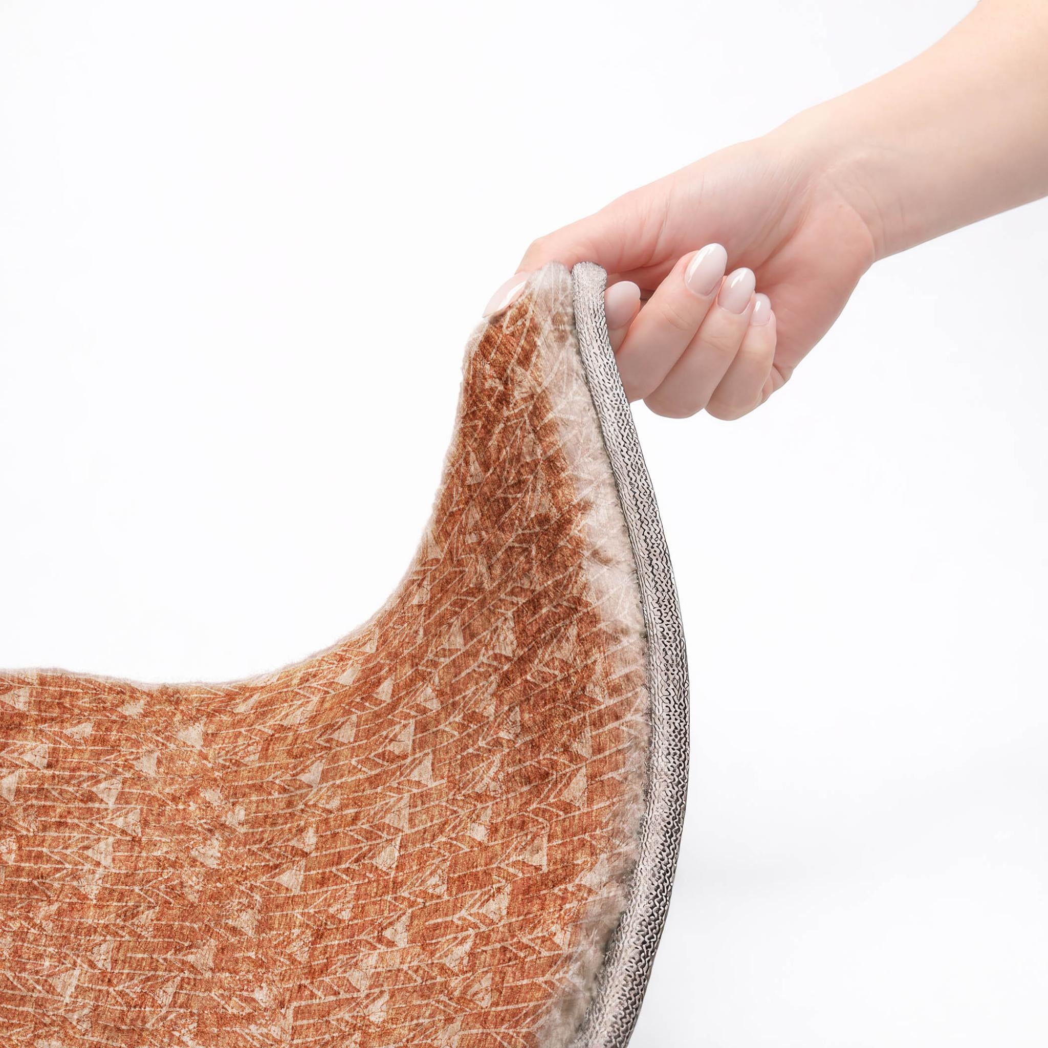 10' X 14' Terra Cotta And Beige Geometric Shag Washable Area Rug With UV Protection - Home & Garden