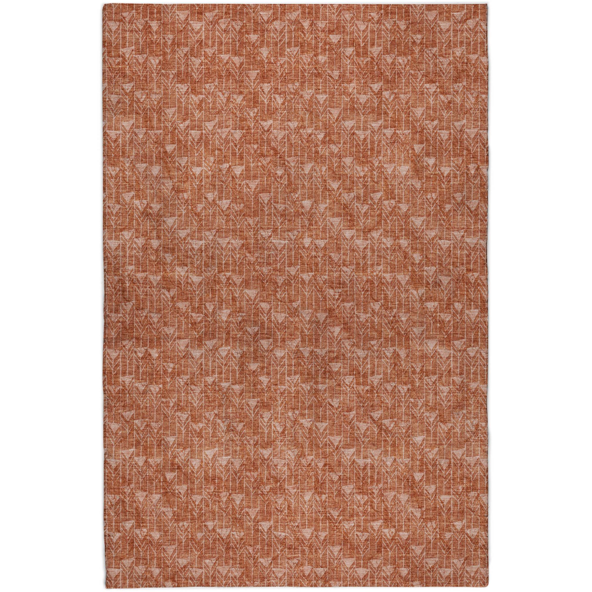 10' X 14' Terra Cotta And Beige Geometric Shag Washable Area Rug With UV Protection - Home & Garden