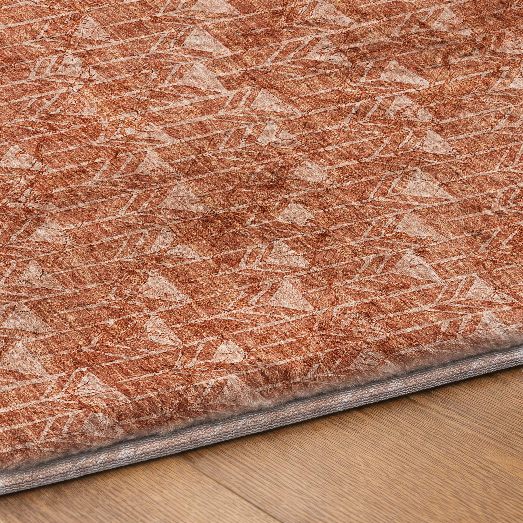 10' X 14' Terra Cotta And Beige Geometric Shag Washable Area Rug With UV Protection - Home & Garden