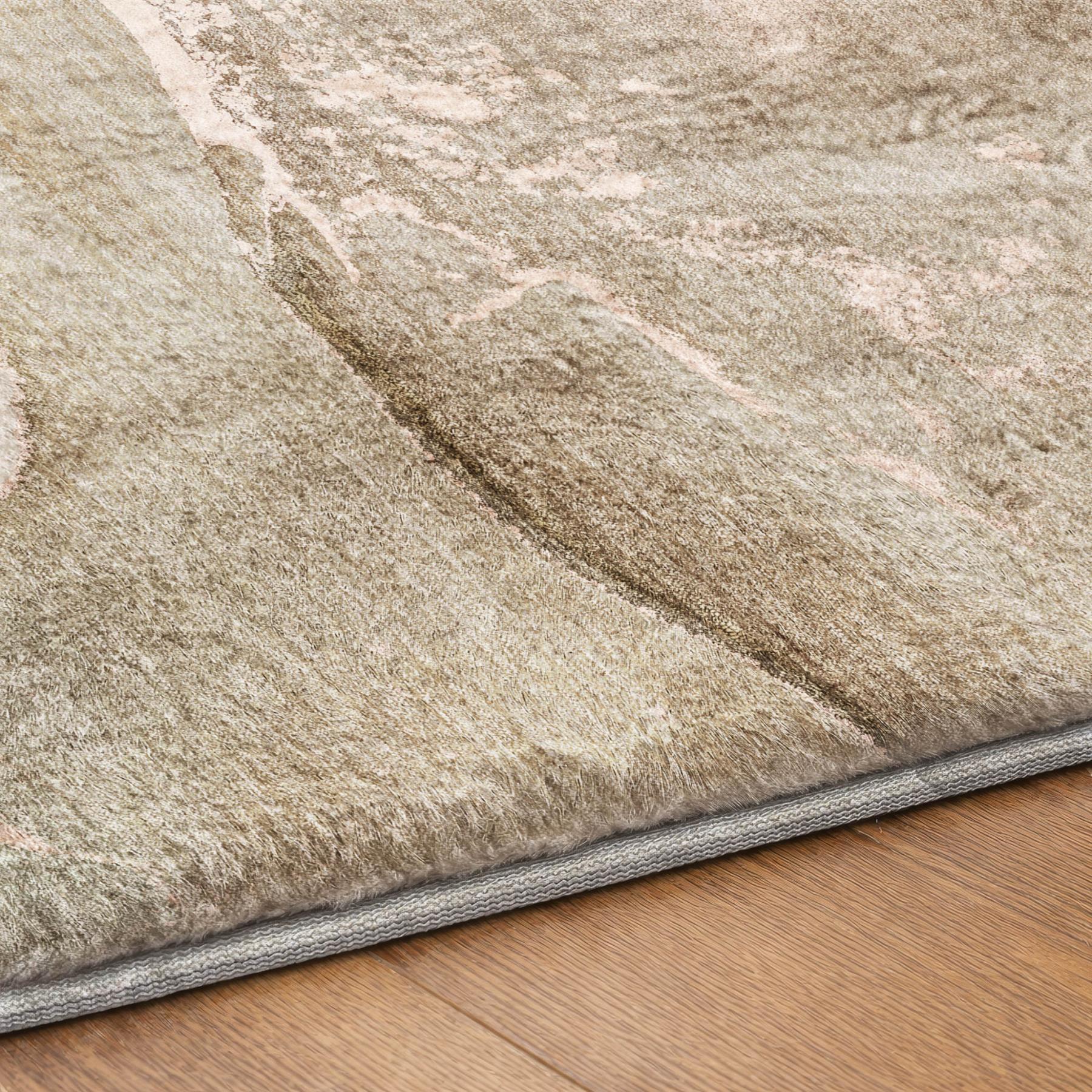 10' X 14' Teal And Taupe Abstract Shag Washable Area Rug With UV Protection - Home & Garden