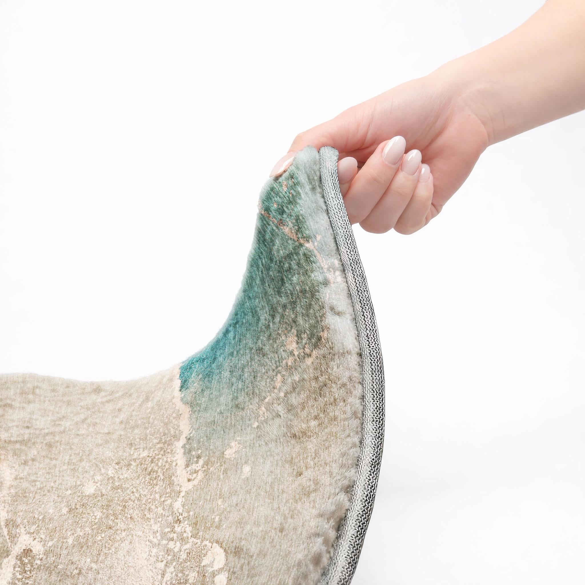 10' X 14' Teal And Taupe Abstract Shag Washable Area Rug With UV Protection - Home & Garden