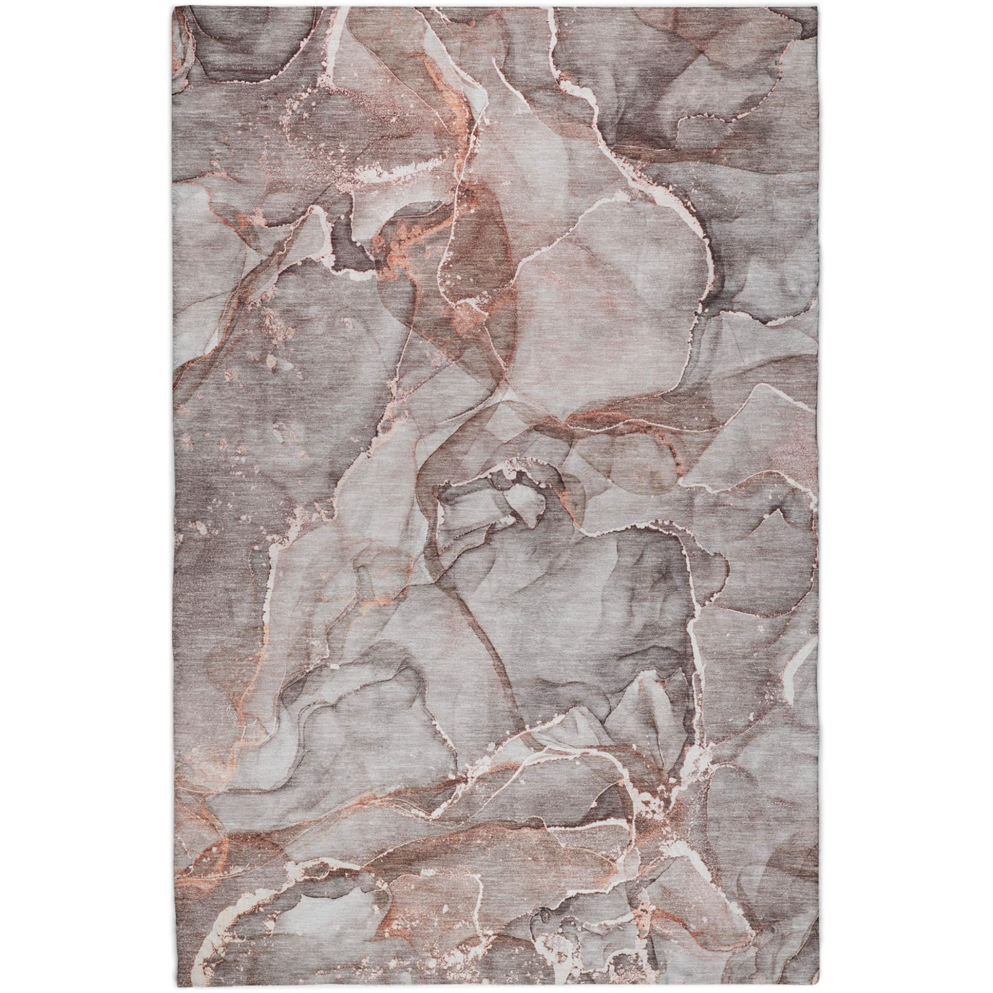 5' X 8' Gray And Charcoal Abstract Shag Washable Area Rug With UV Protection - Home & Garden