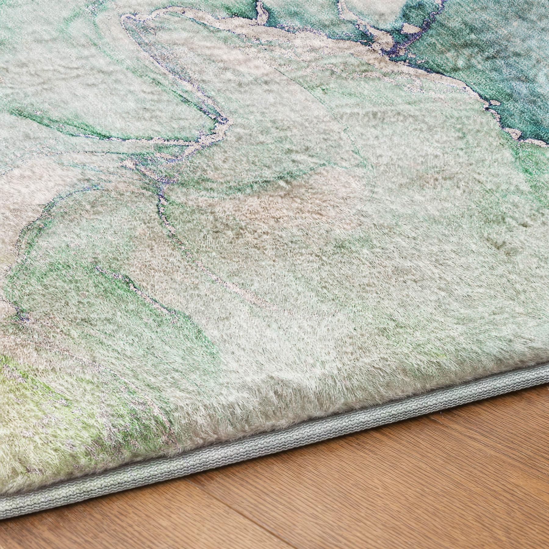 10' X 14' Green And Teal Abstract Shag Washable Area Rug With UV Protection - Home & Garden
