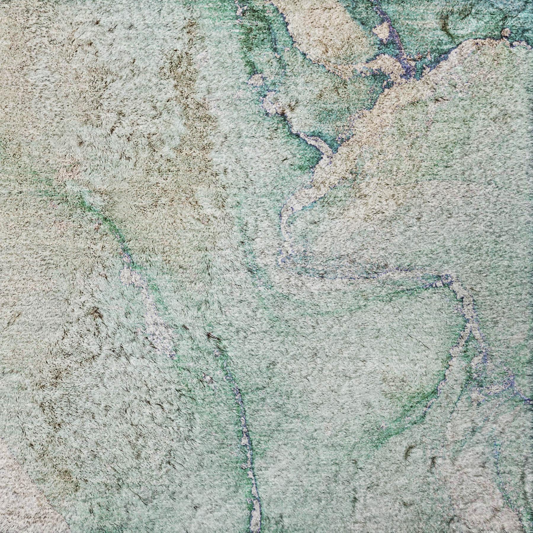 10' X 14' Green And Teal Abstract Shag Washable Area Rug With UV Protection - Home & Garden