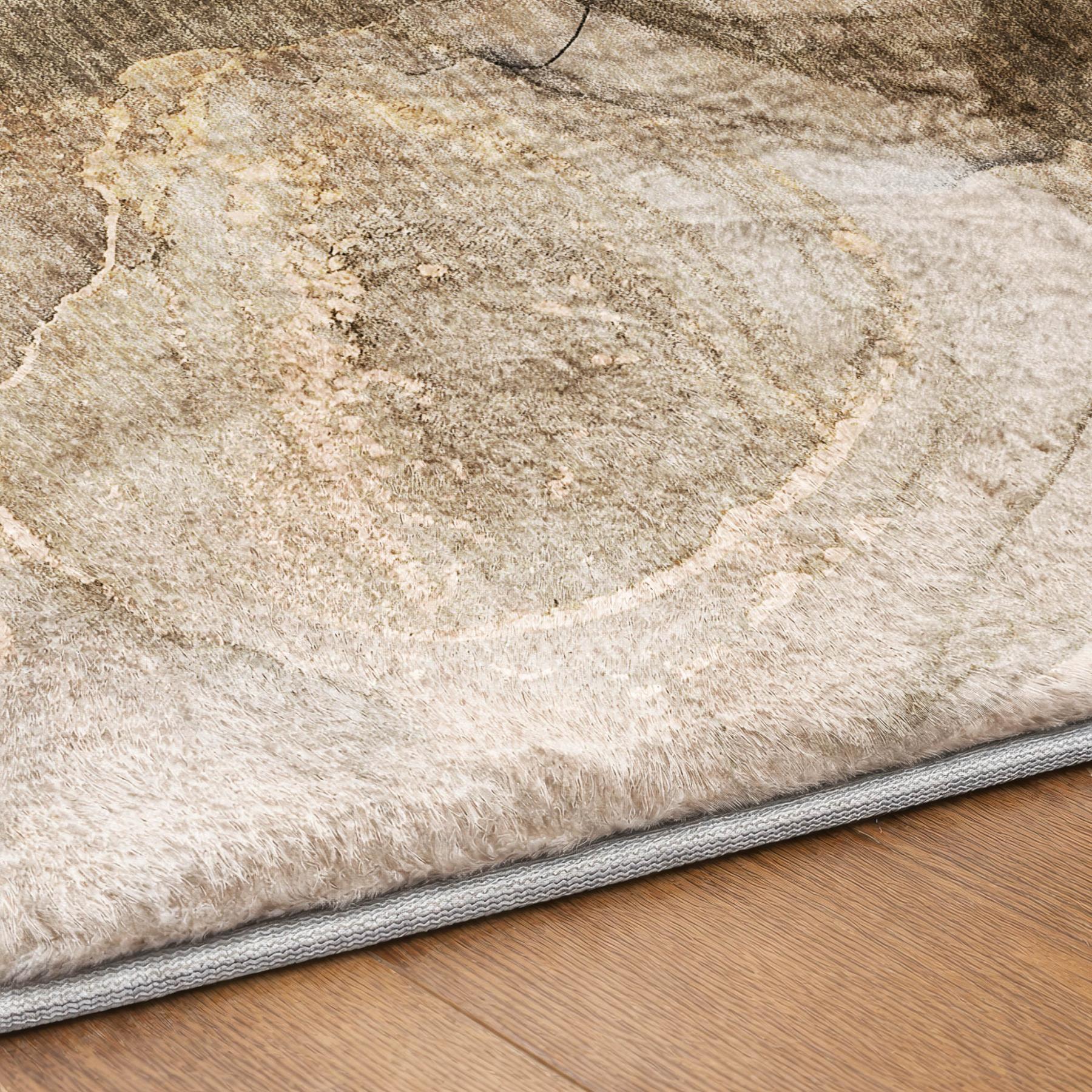 10' X 14' Brown And Ivory Abstract Shag Washable Area Rug With UV Protection - Home & Garden