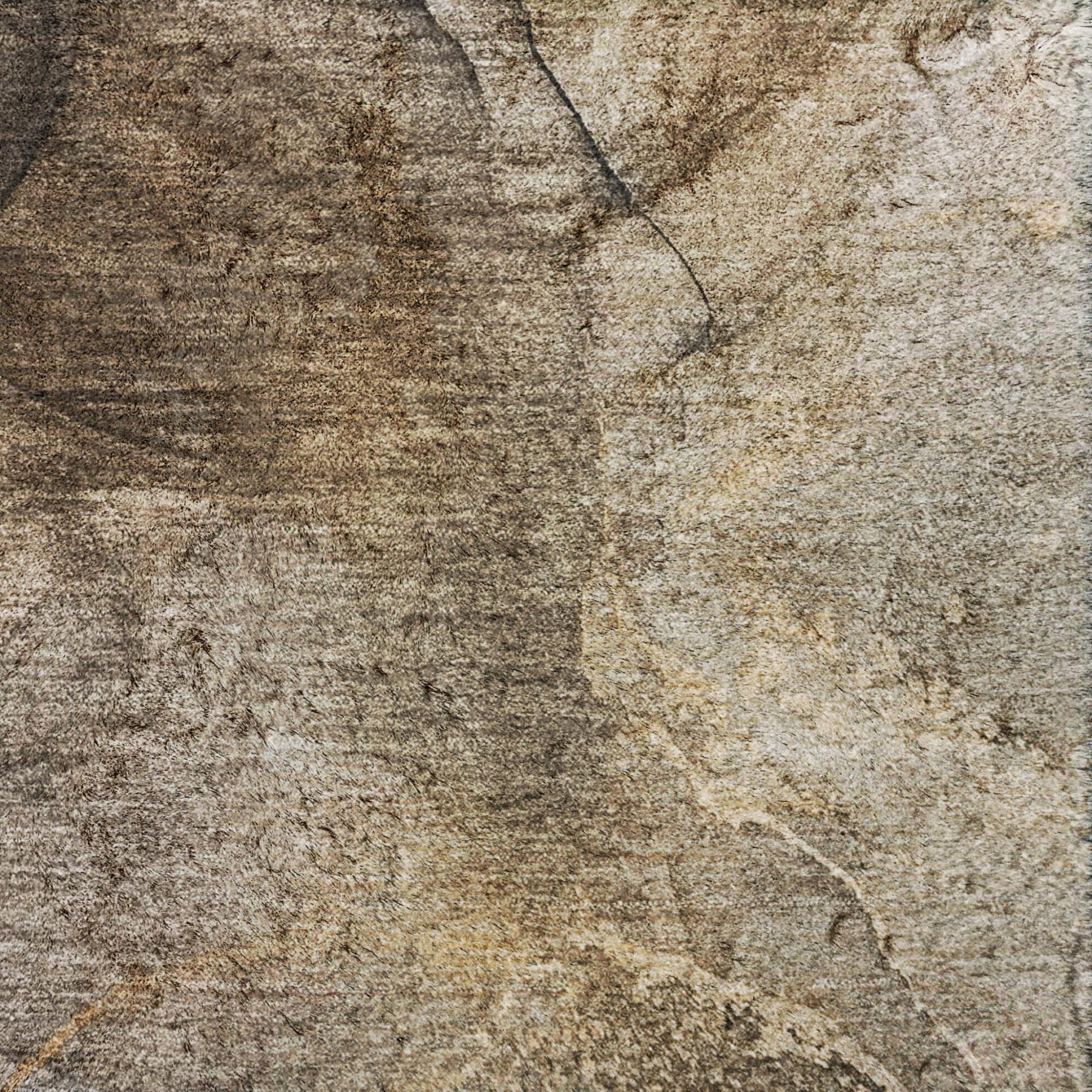 10' X 14' Brown And Ivory Abstract Shag Washable Area Rug With UV Protection - Home & Garden