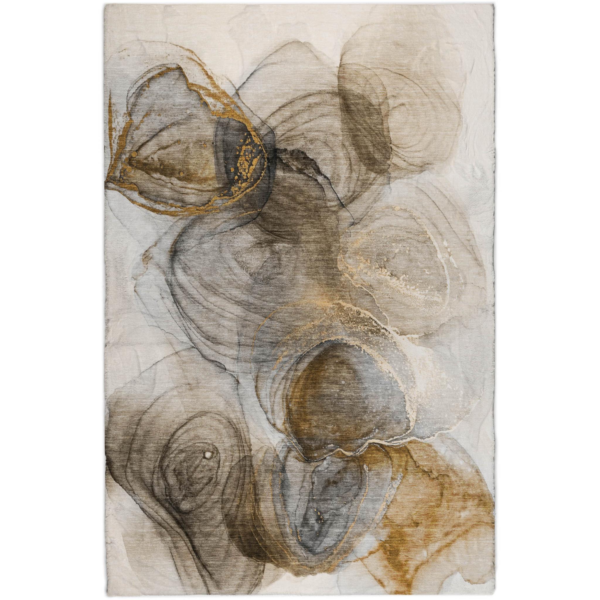 10' X 14' Brown And Ivory Abstract Shag Washable Area Rug With UV Protection - Home & Garden