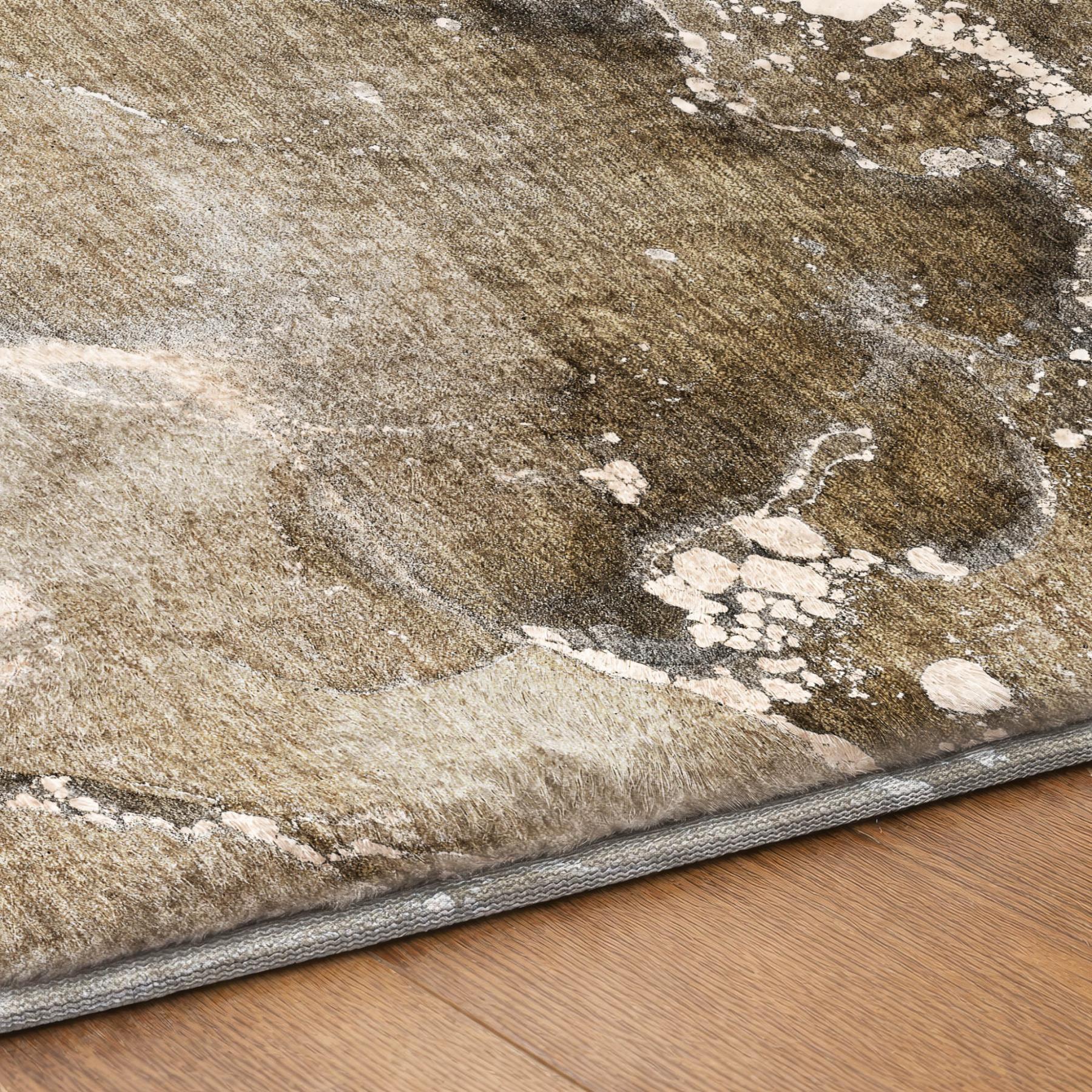 3' X 5' Brown And Chocolate Abstract Shag Washable Area Rug With UV Protection - Home & Garden
