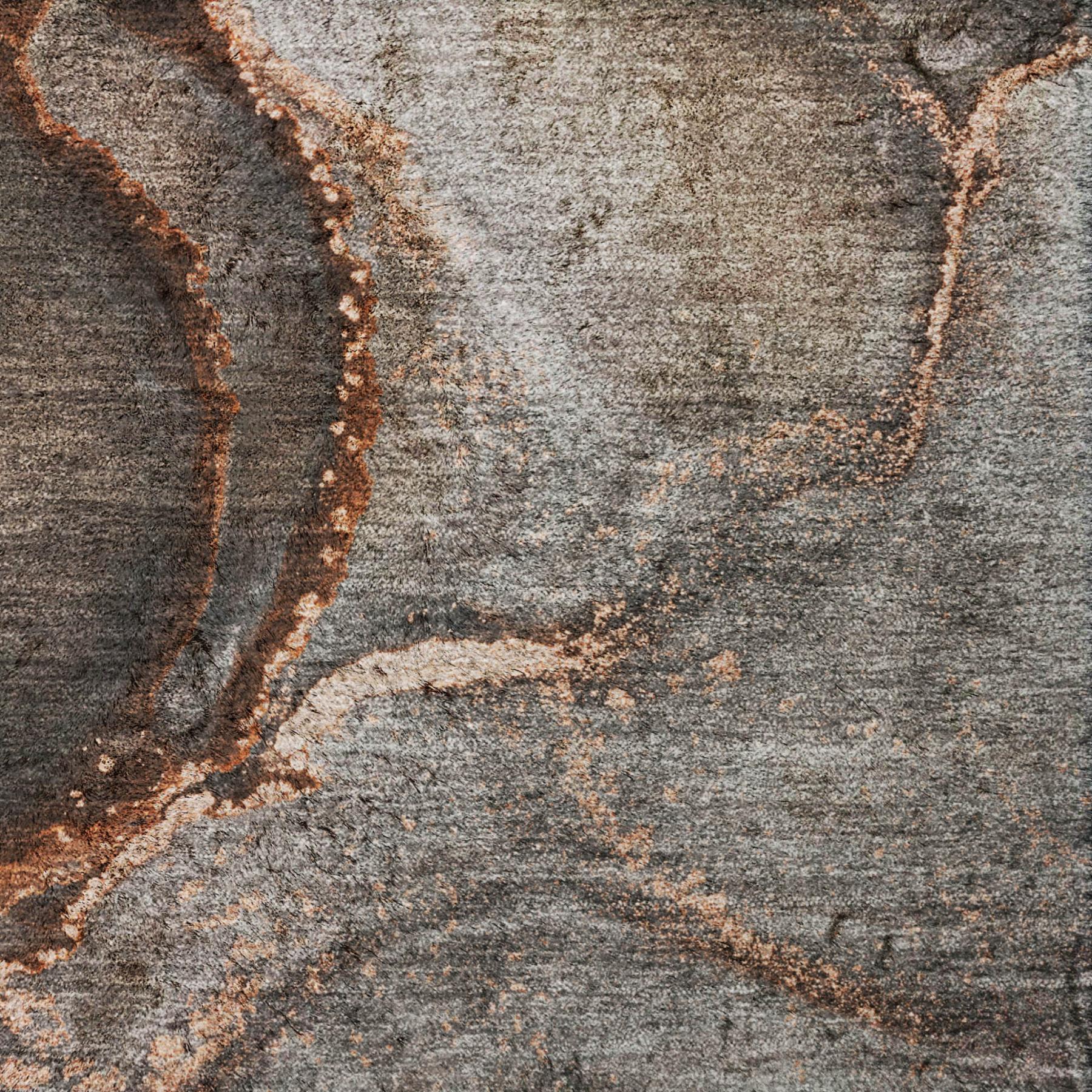 5' X 8' Peach And Gray Abstract Shag Washable Area Rug With UV Protection - Home & Garden