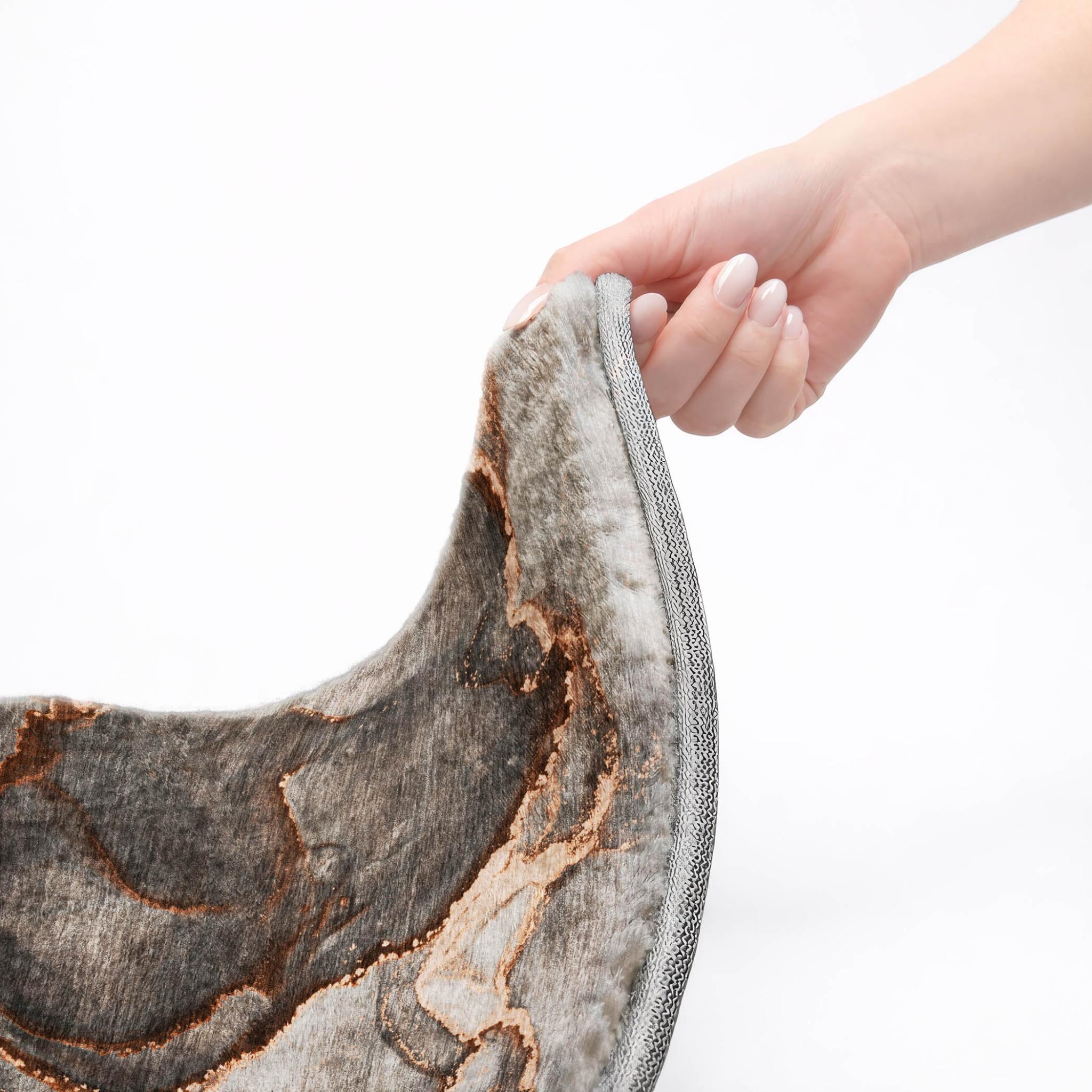 5' X 8' Peach And Gray Abstract Shag Washable Area Rug With UV Protection - Home & Garden