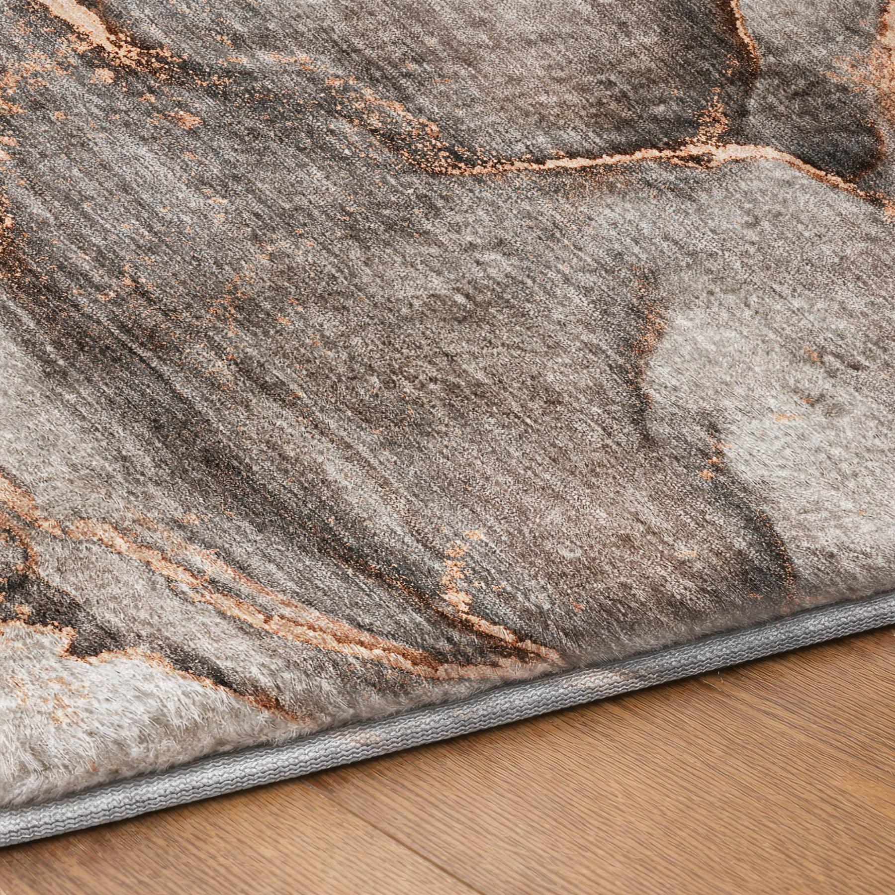 5' X 8' Peach And Gray Abstract Shag Washable Area Rug With UV Protection - Home & Garden