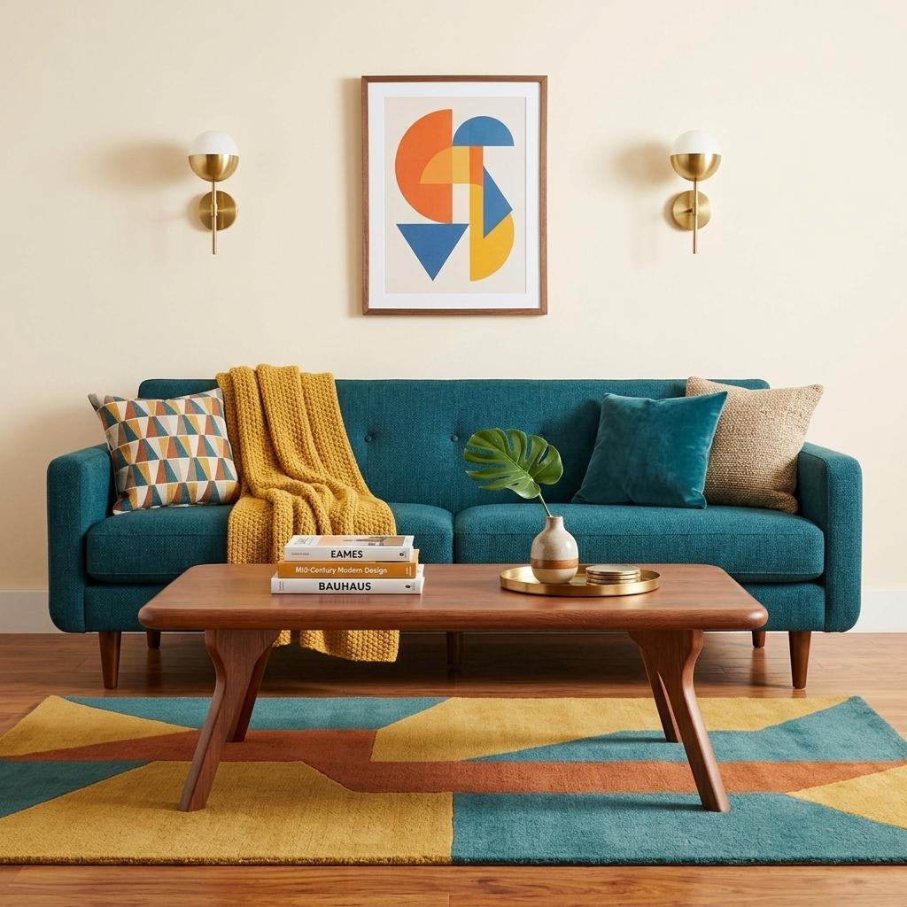 Walnut solid wood coffee table with rectangular top and tapered legs