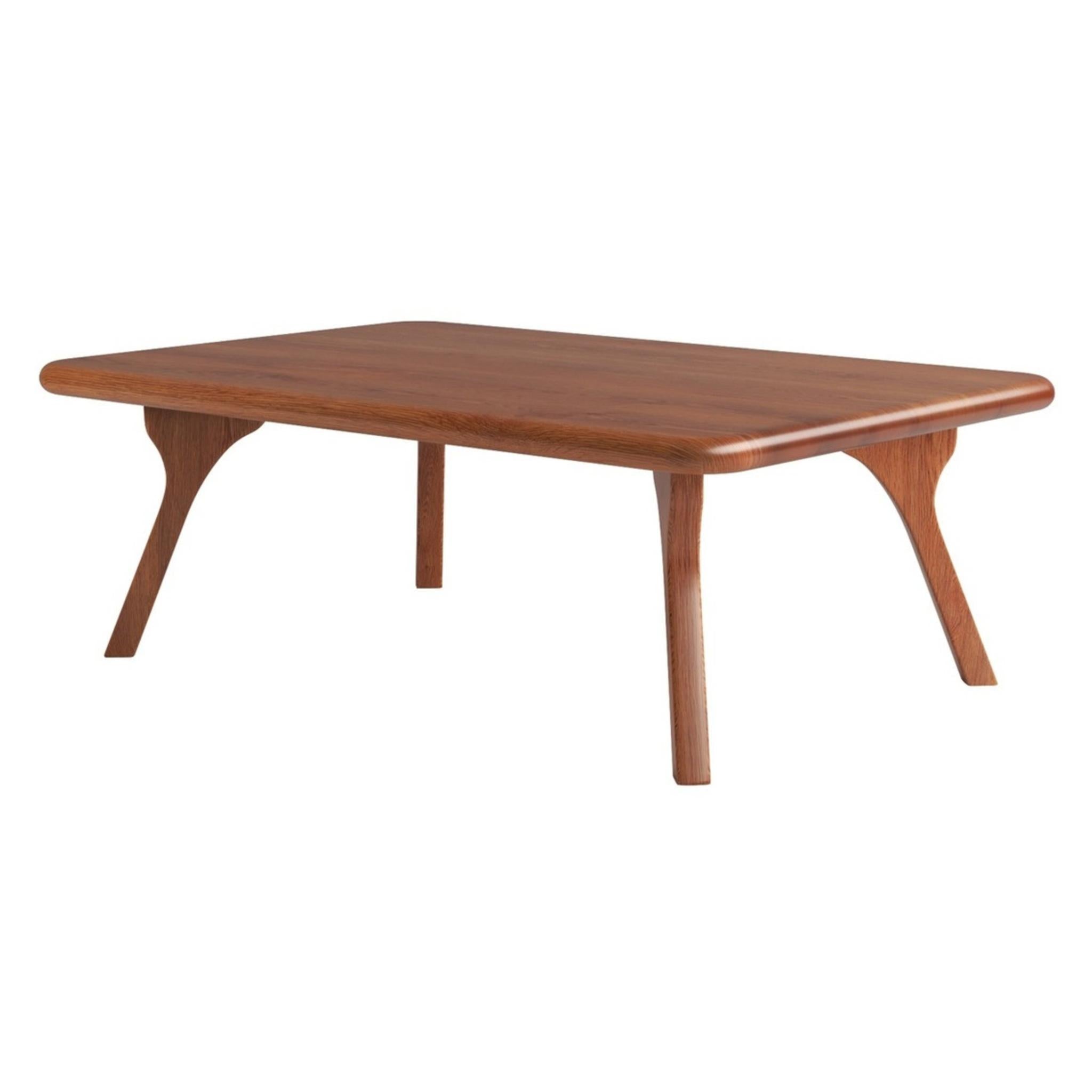 Walnut solid wood coffee table, dark walnut top with smooth finish and tapered legs