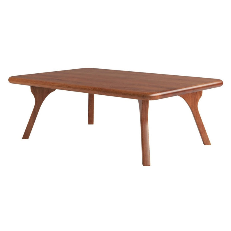 Walnut solid wood coffee table, dark walnut top with smooth finish and tapered legs
