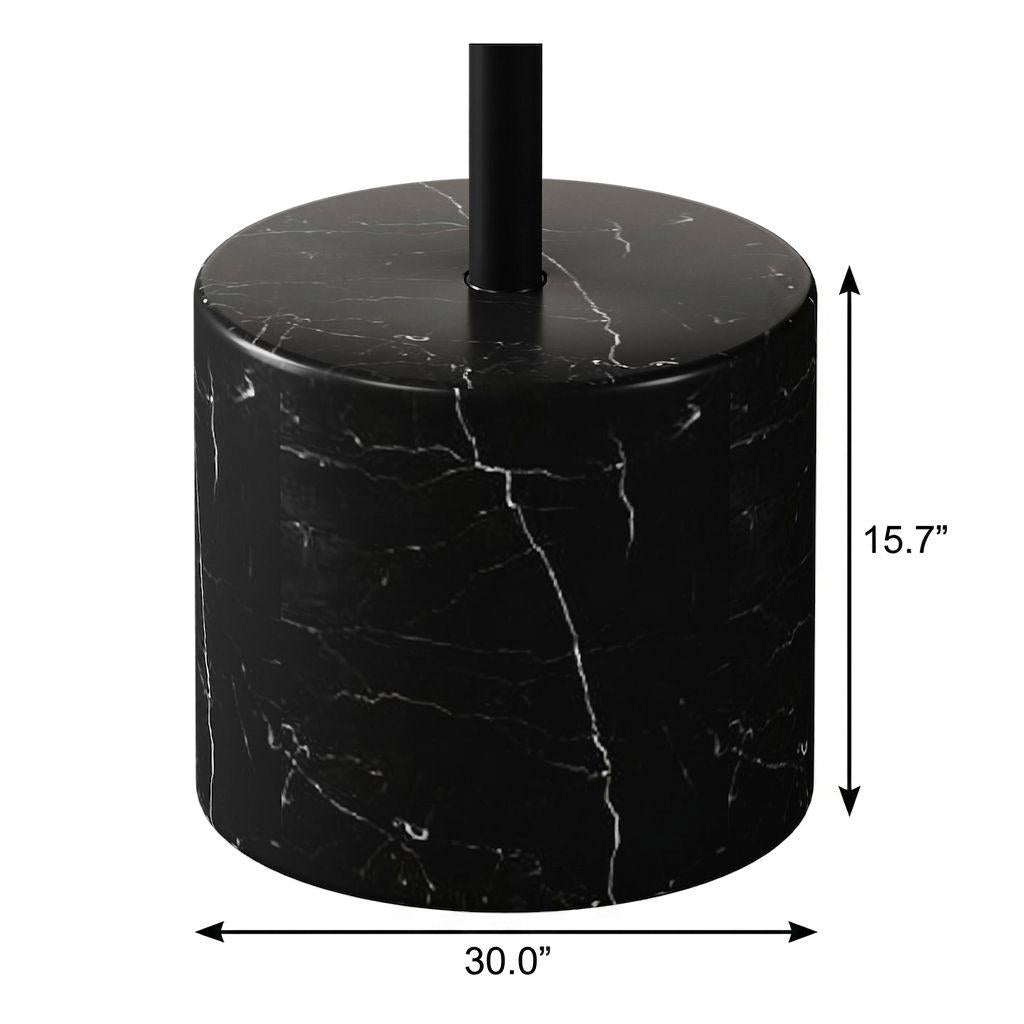 Black faux marble cylinder pedestal base with central support for round table
