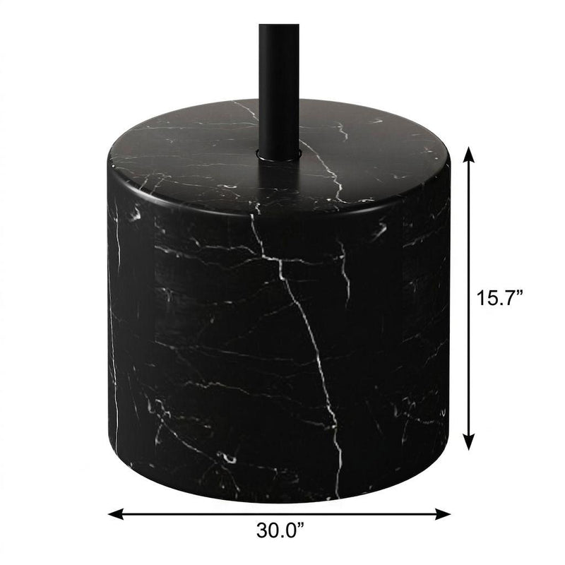 Black faux marble cylinder pedestal base with central support for round table