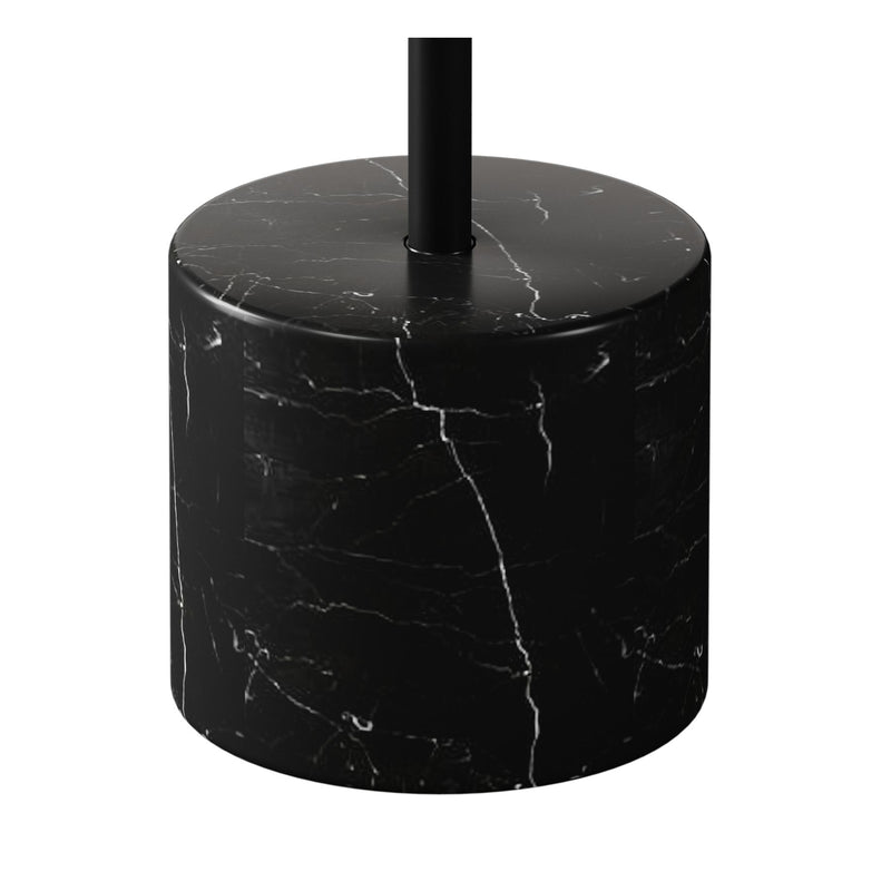 Black faux marble pedestal base with central column for a round coffee table