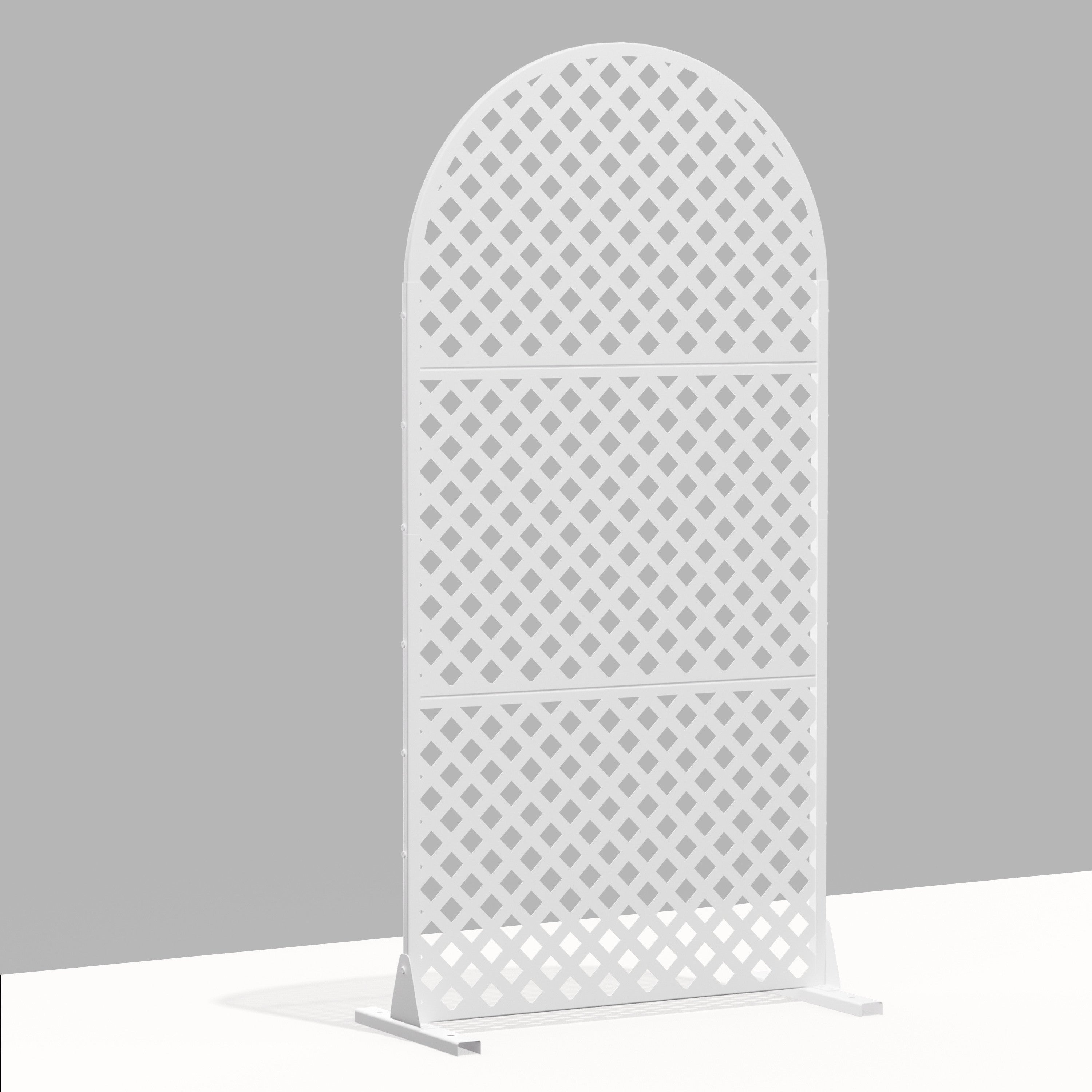 40" White Steel Three Panel Outdoor Privacy Screen - Outdoor