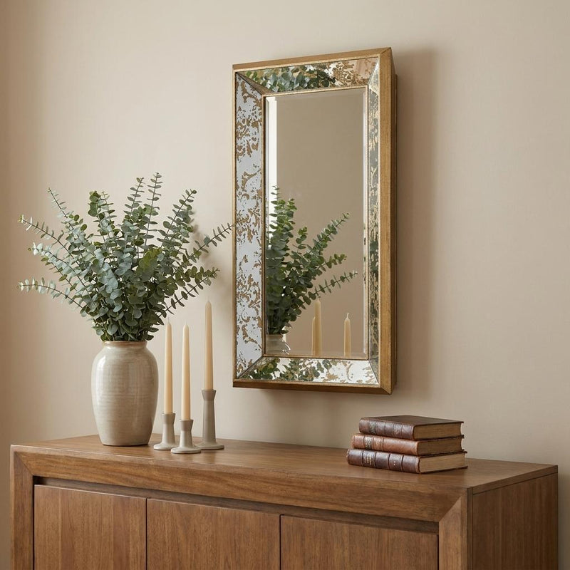 20" Silver Glass Framed Accent Mirror - Bed & Bath