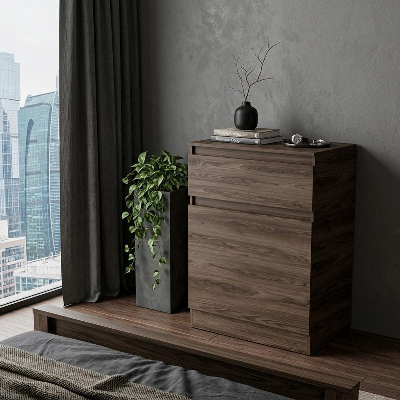 23" Dark Brown Wood Two Drawer Dresser - Bed & Bath