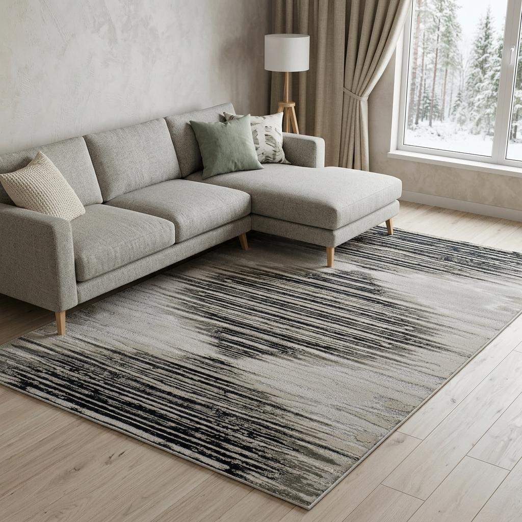 10' X 13' Black Silver And Taupe Geometric Area Rug - Home & Garden
