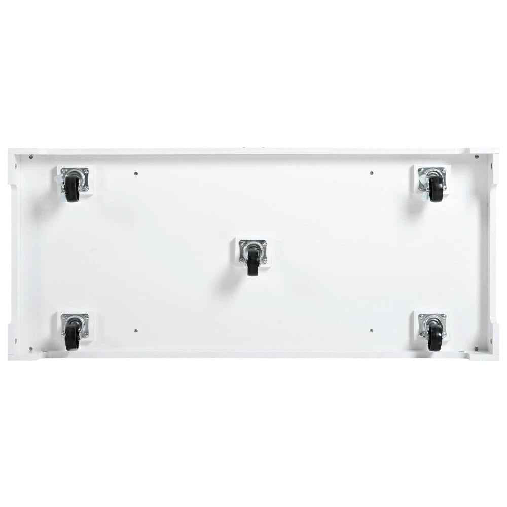 49" White Wood Rolling Kitchen Island With Storage