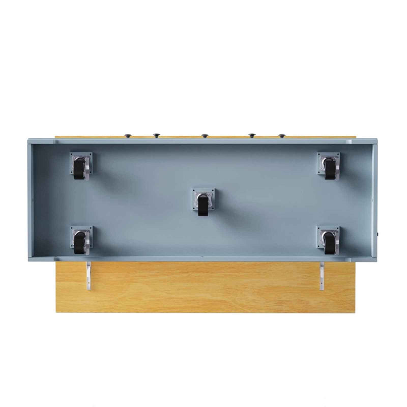 53" Light Blue Wood Rolling Kitchen Island With Storage